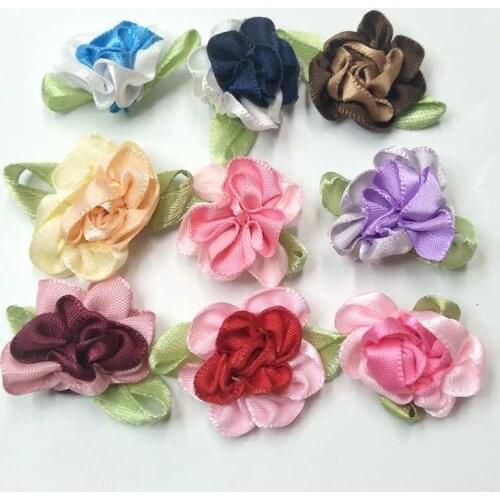 HL 30pcs Mix color ribbon flowers apparel DIY appliques sewing supplies accessories 25mm D0201