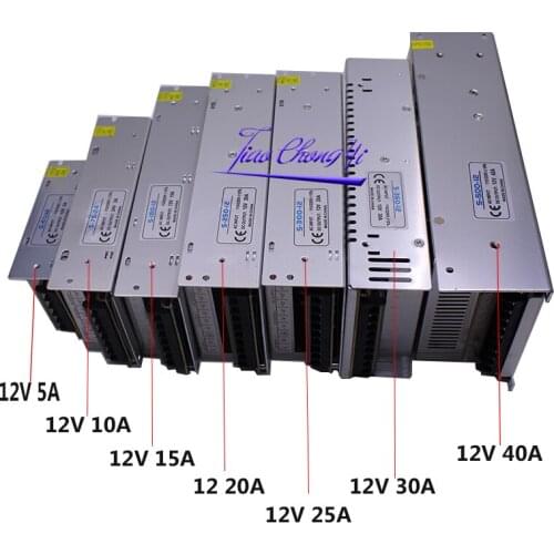 AC110V-220V TO DC12V 5A 10A 15A 20A 25A 30A 42A Switch Power Supply Driver Adapter LED Strip Light