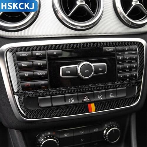 Multimedia Panel Accessories Carbon Fiber Stickers Interior Car Air Conditioner Trim For Mercedes Benz A Class B Class CLA GLA