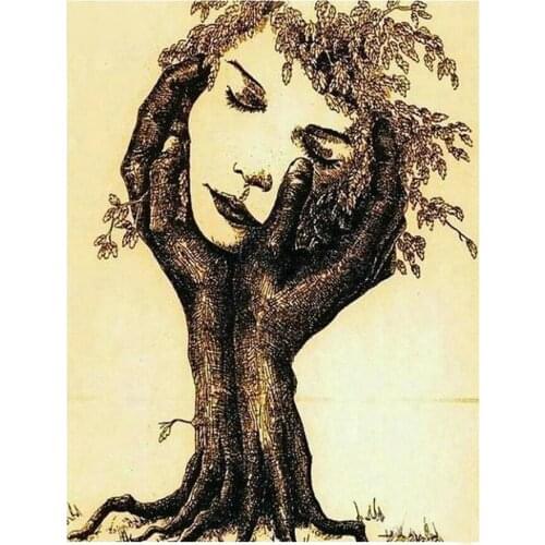 Full Square Round Drill 5D DIY Diamond Painting abstract hands tree girl face landscape Mosaic Picture Diamond Embroidery L816