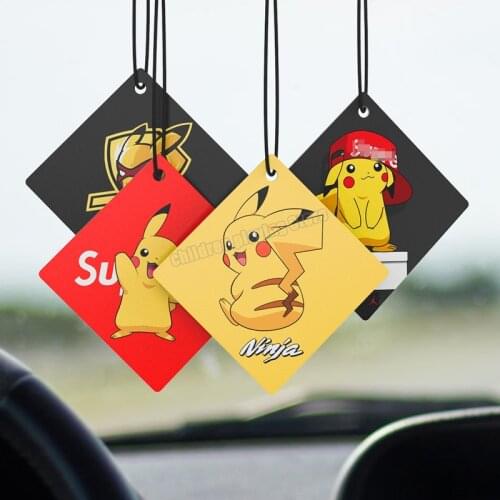 4pcs Pokemon Pikachu Car Perfume Pendant Car Accessories Interior Car Scented Rearview Mirror Hanging Cartoon Pendant Decoration