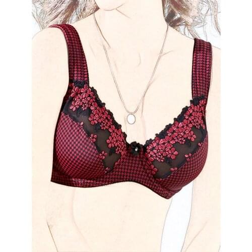 Ultra-thin Non-padded Underwire Push Up Sexy Lace Bra Full Cup Minimizer Bra Embroidered Bra Solid Straps Underwear Large Size