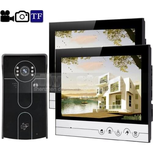 DIYSECUR 9inch Video Record/Photograph Video Door Phone Doorbell Waterproof RFID Camera Home Security Intercom System 1V2