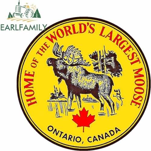 EARLFAMILY 13cm x 12.7cm for Ontario Moose Vintage Travel RV Decal Refrigerator VAN Car Stickers Air Conditioner Vinyl Car Wrap