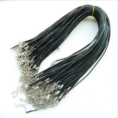 Hot Sale 100Pcs Length 45cm Diameter 2.5mm Black Cowhide Leather Jewelry Cord Necklaces For Women