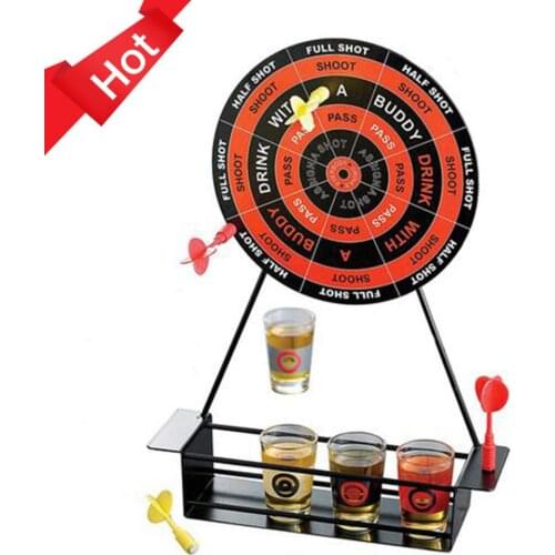 Hot sale Mini Drinking Game Dart Shot Party Games Roulette Bar Game With 4 Glass Cups And 1 Target Rack Novelty Gifts