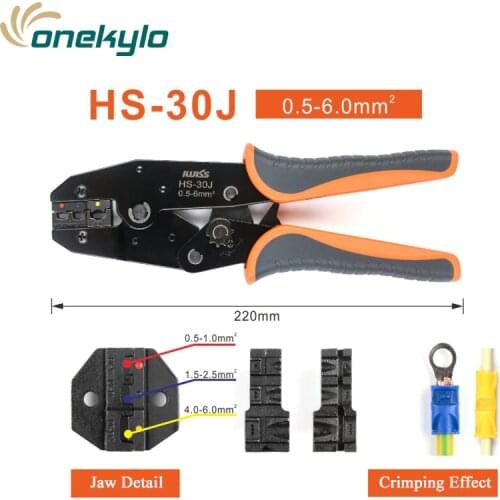 IWISS IWS-30J 0.5-6mm² Crimping Pliers Multi Hand Tools Insulation Ring&Spade Terminals 9 Inch Crimping tool