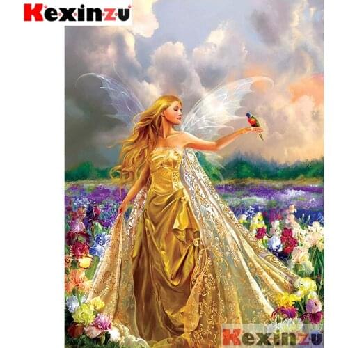 Kexinzu Full 5D DIY Square/Round Diamond Painting"Angel girl flower"3D Embroidery handcraft work Cross Stitch Home Decor X@0450