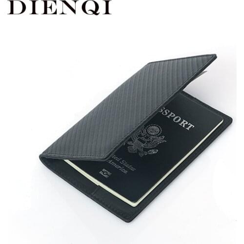 DIENQI New Carbon Fiber Passport Covers Holder Wallet for Men RFID Thin Small Card Wallet Multi-Function Travel Accessories 2020
