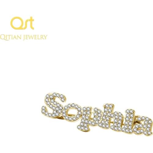 Fashion Custom name Iced Out brooch luxury high-quality stainless steel broochs for women zircon mosaic rhinestone pin