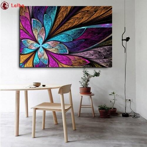 Round Diamond Painting Abstract art, fantasy butterfly flower Full square Rhinestone of Picture Diamond mosaic