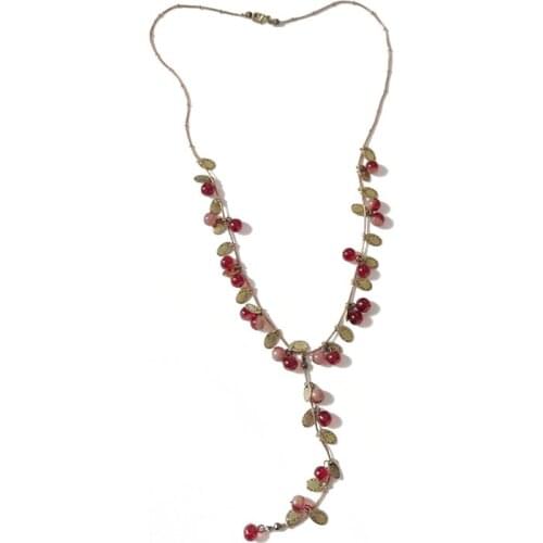 New Vintage Snake Chain Mixed Color Garnet Pendant Sweet Y Necklace