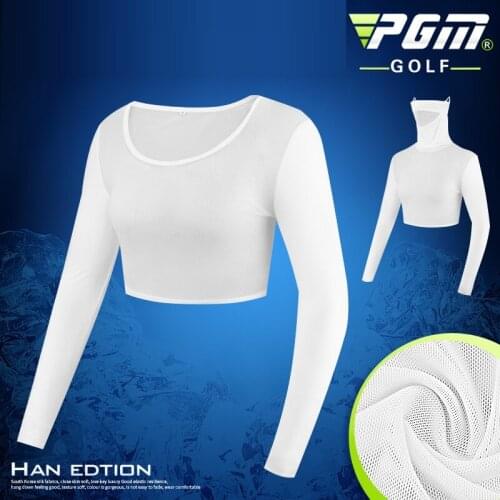 Pgm Women Breathable Long Sleeve Golf Shirts Summer Sun Protection Cool Ice Silk Golf Tops Sportswear With Mask D0799