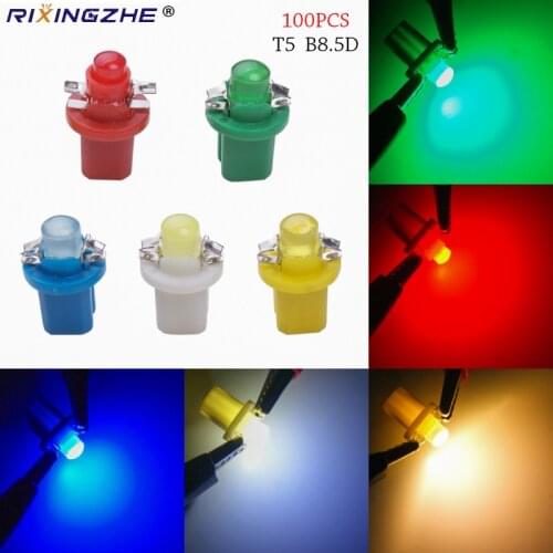 RXZ 100pcs T5 B8.5D car LED car Dashboar d Instrument Cluster Light Car Panel Gauge Dash Bulb blue red green yellow car styling