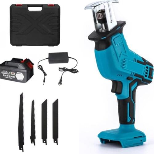 Electric Reciprocating Saber Saw Cordless Portable Rechargeable Logging Chainsaw Cutting Machine With 4 Blade Battery Wood