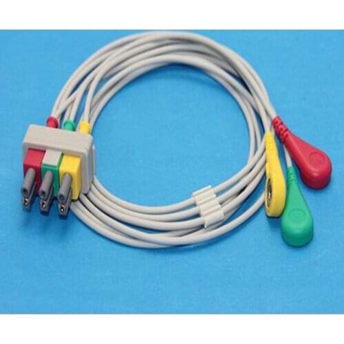 Compatible For Philips-HP MP20/30/40 43100A,,43120A,43200A ECG 3 Leadwires Snap end ECG Trunk Cable Medical Wire Cables IEC