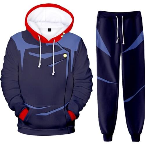 Japan Anime Jujutsu Kaisen Sweatshirt and Sweatpant 2 Piece Men Tracksuit Set Harajuku Kpop Oversized Loose Hoodie Sportwear