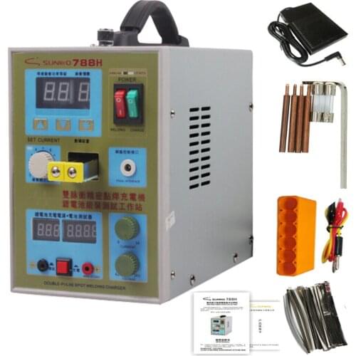 SUNKKO 788H 1.5kw Spot Welder Pulse Spot Welding Machine LED Light Lithium Battery Test USB Charging For 18650 Battery Weldering