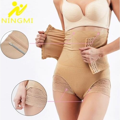 NINGMI Tummy Control Panties Women Body Shaper High Waist Shapewear Women Push Up Strap Seamless Butt Lifter Shaping Panties
