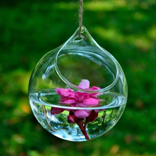 Free Shipping 2pcs/pack Diameter=10cm Big Open Hanging Glass Terrarium Vase Home Wedding Decoration Ball Shaped Fish Bowl
