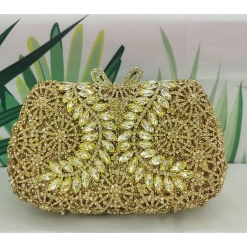 Yellow Red Gold Silver Champagne Orange Blue Green Color Diamond Evening Bag Womans Hollow Out Wedding Bridal Clutches Handbags