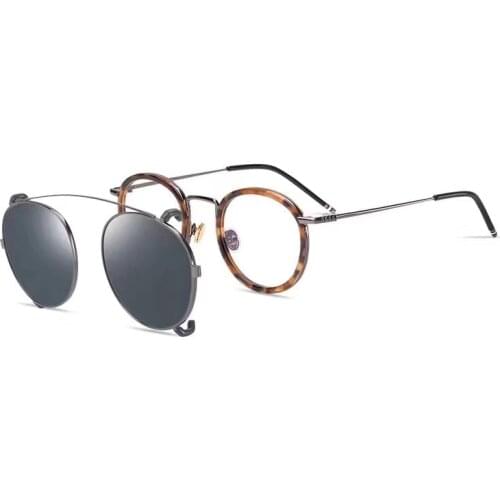 Vintage TB710 Round glasses frame Eyewear optical glasses frame men women brand eyeglasses frame with clip polarized Sunglasses