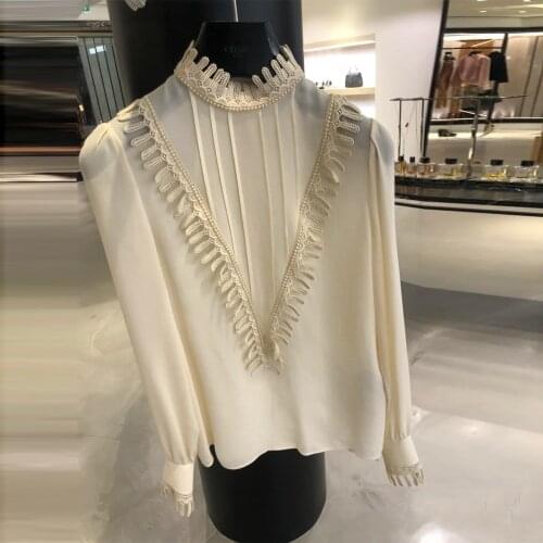Women 2021 Spring New Long Sleeve embroidery Chiffon Blouses Female Fashion stand collar Shirts Korean Ladies Casual Tops