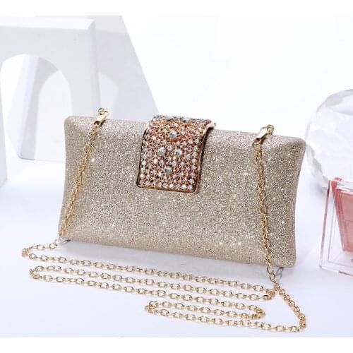 Bling Sequined Women Evening Bags Diamonds Metal Chain Shoulder Handbags Mixed Party Crystal Wedding Day Clutch
