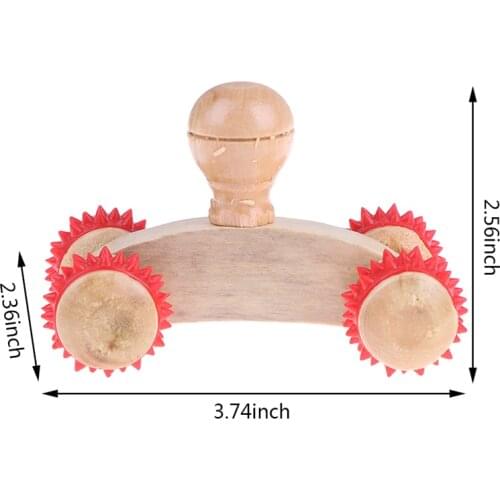 1PCS 4 Wheels Wooden Car Type Roller Full-body Relaxing Hand Massage Tool Reflexology Face Hand Foot Back Body Therapy Massage