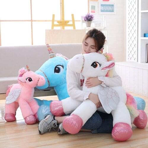 1pc 50/60/90cm Kawaii Unicorn Plush Toys Giant Stuffed Animal Horse Toys for Children Soft Doll Home Decor Lover Birthday Gift