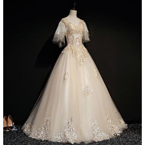 100%real rococo light champagne beading gown Medieval Renaissance gown Sissi princess dress Victorian /Marie Antoinette/ Belle