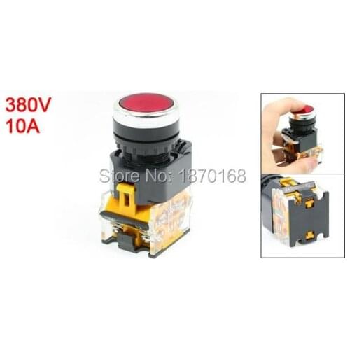 2 Pcs LA38-11 22mm Red / Green / Yellow / Black Panel potongan Dia 10A 380 V DPST merah hijau sesaat saklar tombol