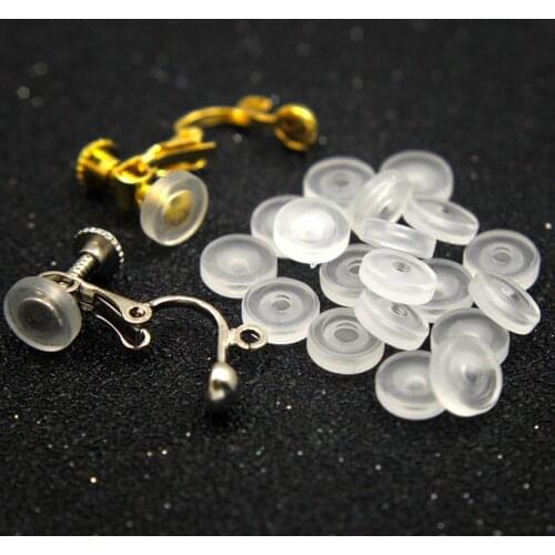 20pcs/Lot Transparent Soft Silicone Anti-Pain Pad White Ear Clip Pad DIY Earrings Parts Jewelry Findings Accessories JF58