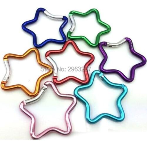 300pcs 5cm Outdoor Ring Aluminum Star Carabiner KeyChain Hook Clip Climbing Camping Outdoor Color Random Delivery