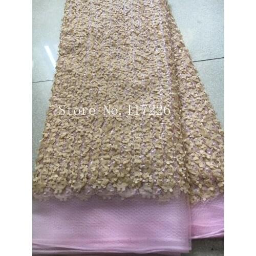 3d Embroidered Nigerian Laces Fabric with peach mesh flowers JRB-72015 French Tulle Lace Fabric for wedding dress