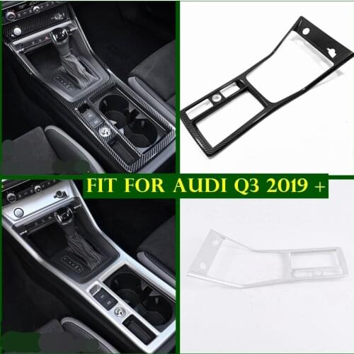 Central Control Gear Shift Water Cup Holder Frame Cover Trim Fit For Audi Q3 2019 2020 2021 ABS Matte / Carbon Fiber Look