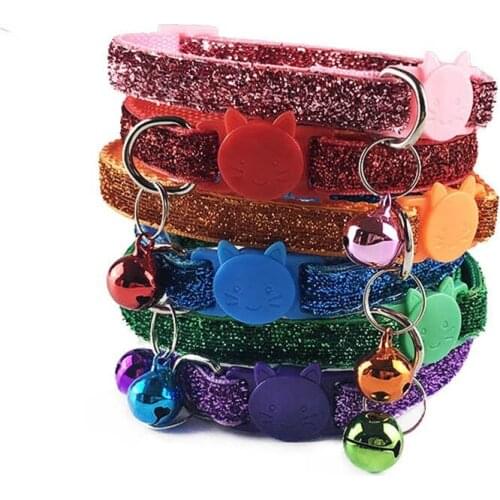 Glitter Quickly Release Yorkie Dog Collar For Small Dogs Pet Collar Cute Adjustable Nylon Ribbon Collar With Bell Cute Cartoon