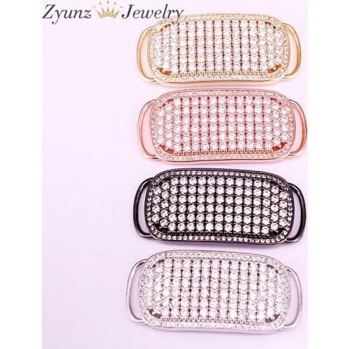 5PCS, Rose gold black silver color bar connector beads for jewelry making bracelet cz zircon Charm Jewelry Accessories