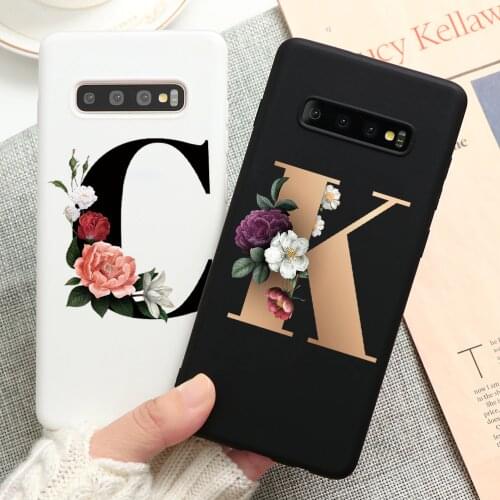 Custom 26 English Name Letters Flower Soft Phone Case For Samsung S20 FE Ultra S 20 Cover For Samsung S20 Plus 5G Coque Fundas