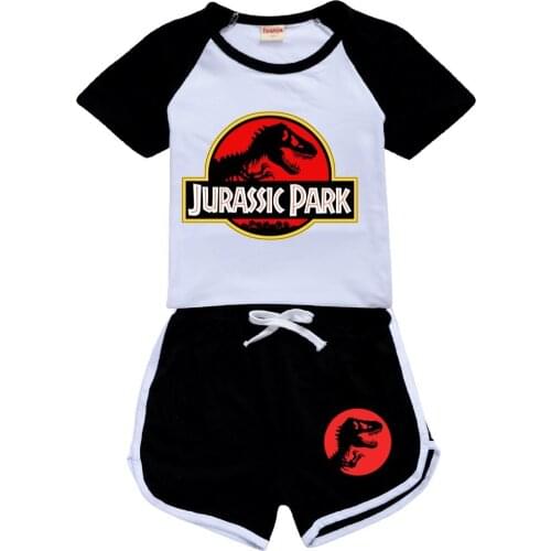 Kids 2-16Y New Dinosaur Boys T-shirt Jurassic Park Cartoon Pullovers Leisure Fashion Children Kids Girls Sweatshirts+Pants Suit