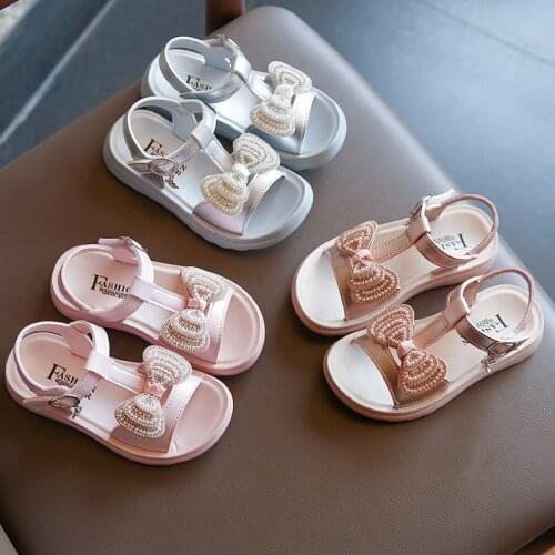Kids Sandals Girls Princess Shoes Fashion Bow Children Single Shoes Baby Soft-soled Non-slip Leather Sandals Casual Sneakers