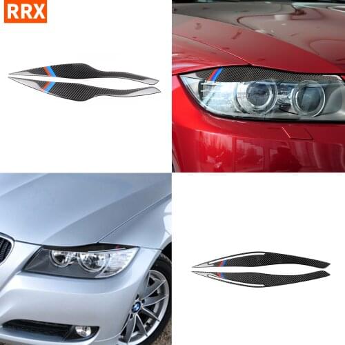 For BMW 3 Series E90 318i 320i 325i 2005-2012 Headlight Eyelid Eyebrow Cover Carbon Fiber Protector Sticker Car Accessories
