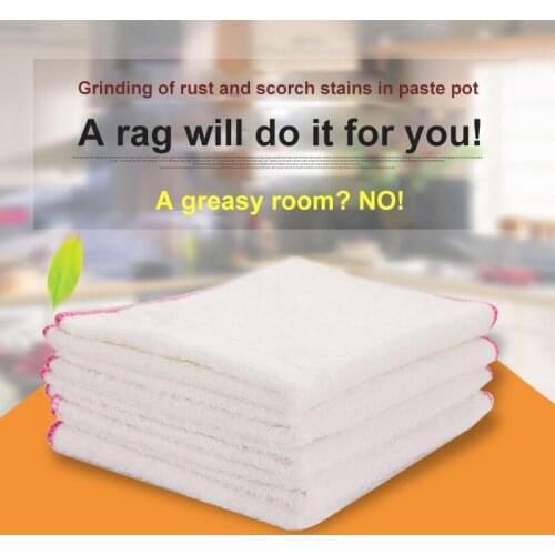 Double-layer Microfiber Bamboo Fiber Kitchen Dishcloth Thick Super Absorbent Washing Dish Cloth Nonstick Oil Lint-free Rags