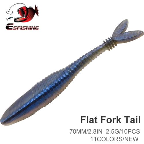ESFISHING Professional Lure Flat Fork Tail 70mm 2.5g 10pcs Fishing Bait Minnow Lures Soft Bait Iscas Sea Lures Carp Pesca