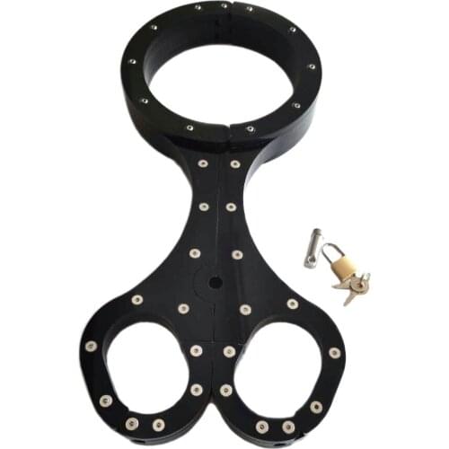 Fetish erotic toys bdsm bondage siamese neck collar hand cuffs slave wrist restraints collars handcuffs adult sex toys S0257