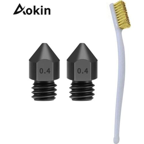 2PCS MK8 Hardened Steel Nozzle 1.75mm / 0.2, 0.3, 0.5, 0.4, 0.6, 0.8, 1.0mm, 0.8mm & 3D Printer Cleaning Copper Wire Brush