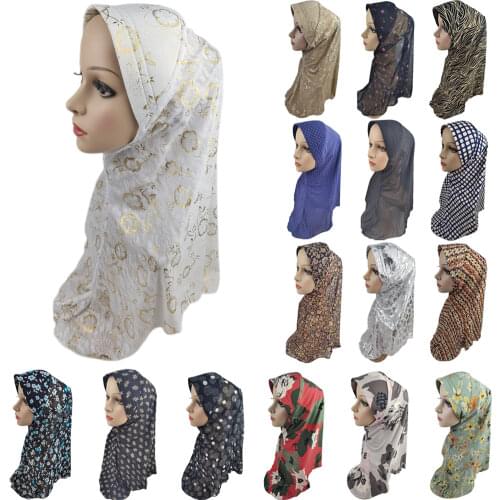 Muslim Women Hijab Printed One Piece Amira Hijabs Hat Islamic Headscarf Scarf Shawl Wrap Arab Prayer Caps Middle East Head Cover