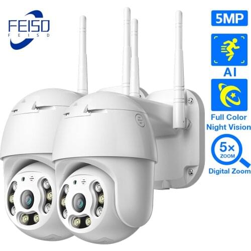 FEISDA 5MP PTZ Wifi IP Camera Outdoor 4X Digital Zoom AI Human Wireless Camera ONVIF Audio 2MP 3MP Smart Security CCTV Camera