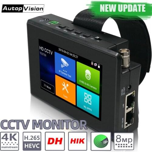 IPC1800plus 8MP 5-IN-1 TVI AHD CVI Analog IP CCTV Camera Tester Build in Battery Security Tester Monitor Video Audio Test PTZ