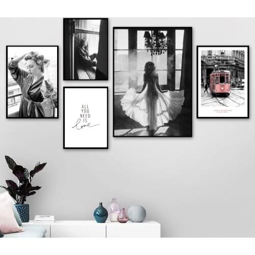Sexy Girl Window Building Wall Art Canvas Painting Black White Nordic Posters And Prints Wall Pictures For Living Room Decor
